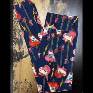 NWT OS Lularoe Leggings Hearts and Guitars